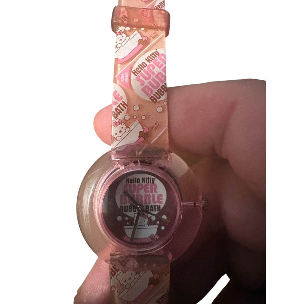 Hello Kitty Sanrio Super Bubble Bath Watch Pink Translucent HK504 Japan Movt